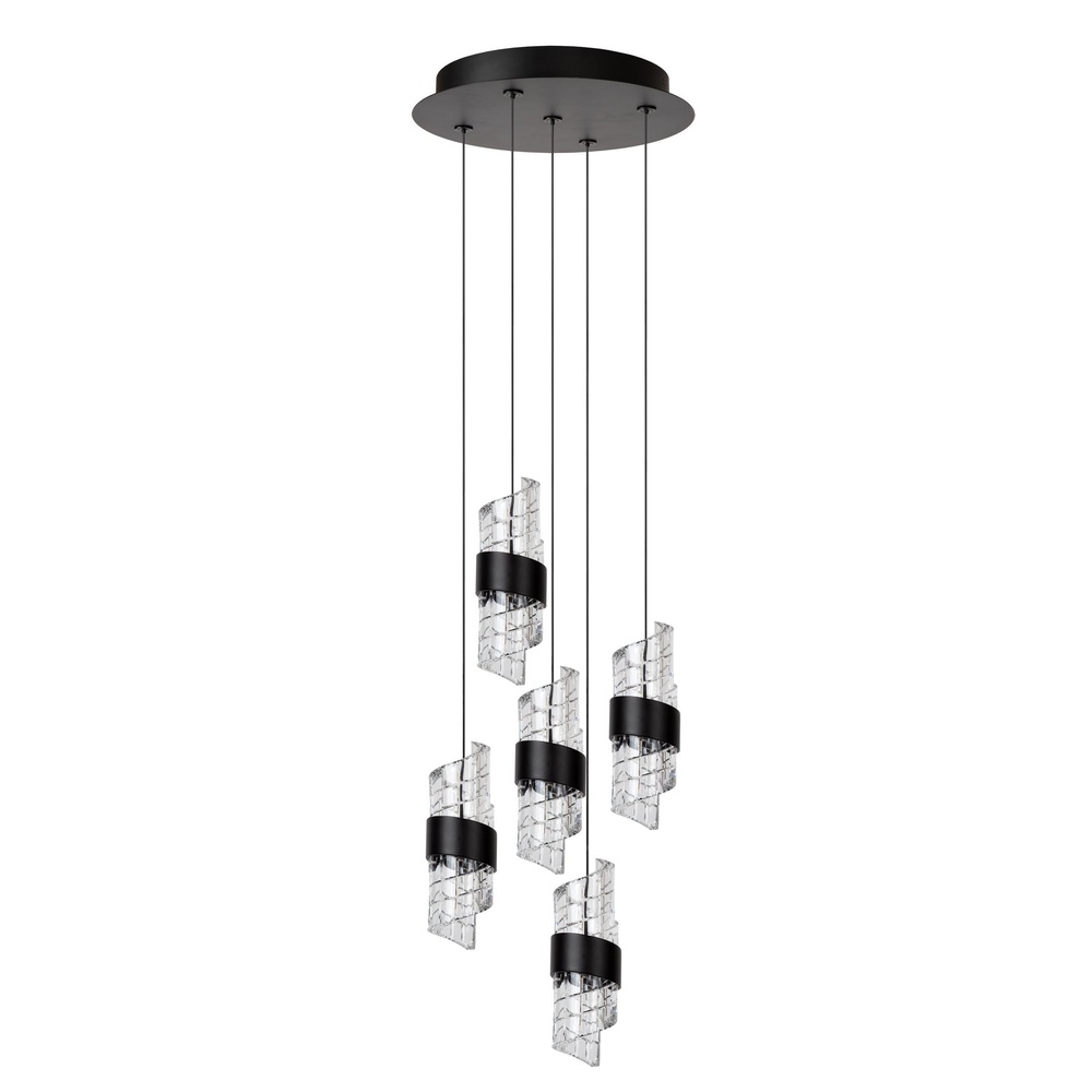 Lucide Design hanglampKligande 5-lichts zwart rond - 13496/36/30